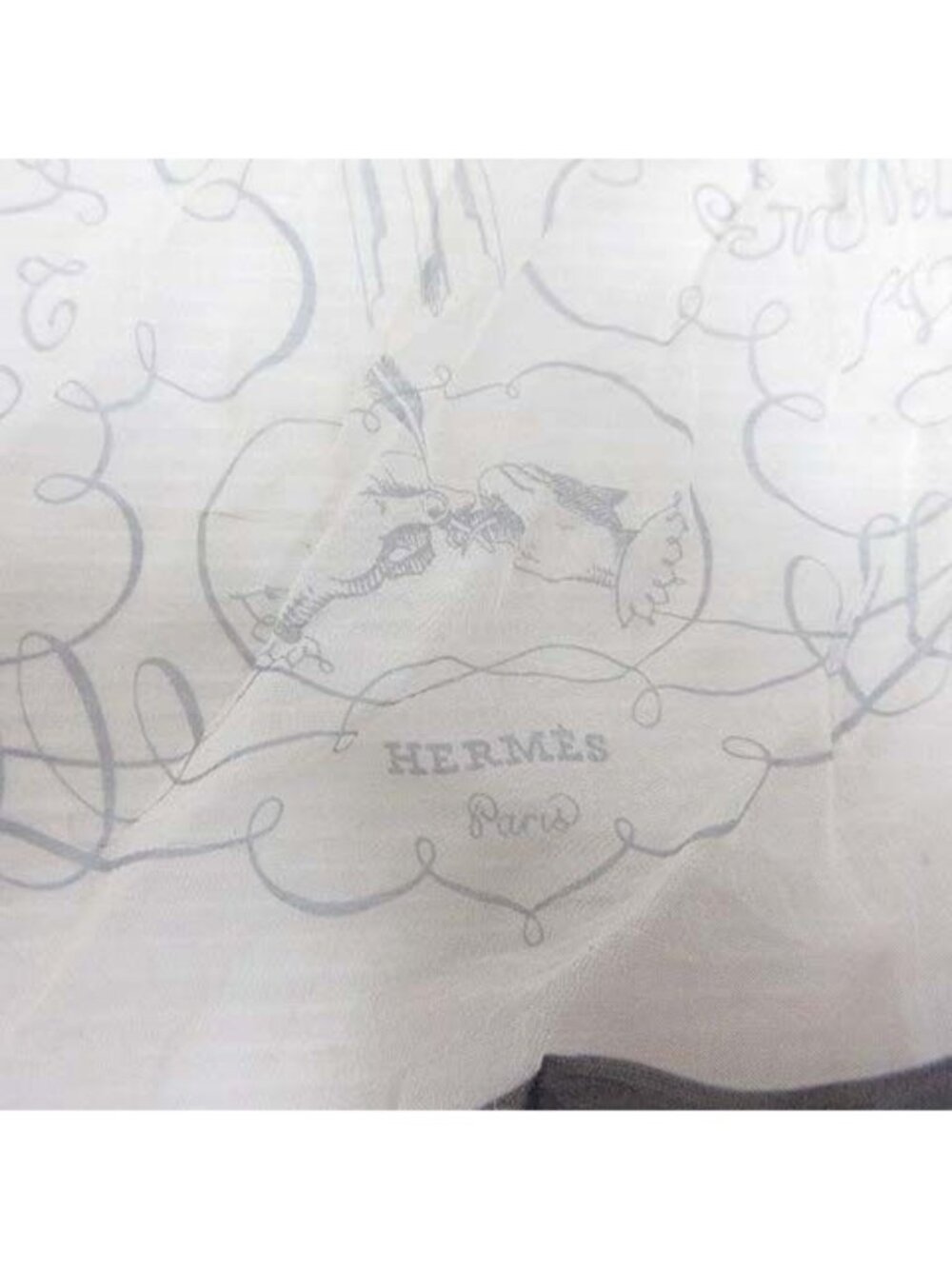 Hermes Gavroche 45 Book of Art L'art D'ecrire Silk Scarf Off White See Through - Picture 5 of 7